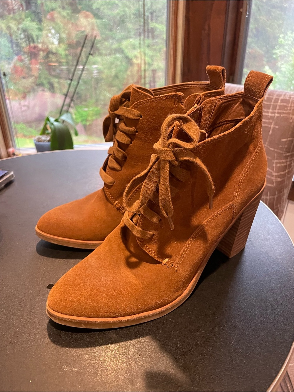 Dolce Vita Rust Suede Lace-Up Ankle Boots